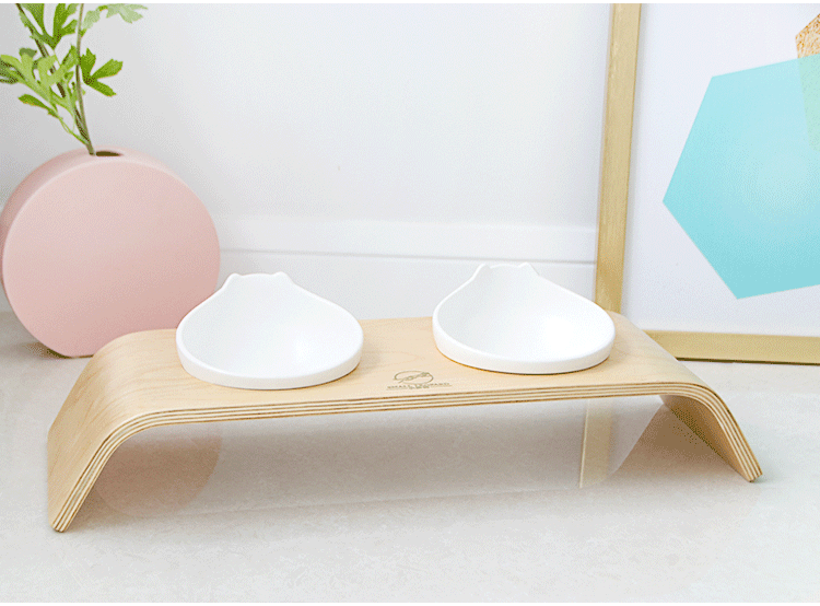 Pet Bowl Rack Cat Bowl Double Bowl Dining Table Curved Wood Craft Matching Ceramic Cat Ear Bowl Bevel Cat Bowl Pet Bowl Rack Cat Bowl Double Bowl Dining Table Curved Wood Craft Matching Ceramic Cat Ear Bowl Bevel Cat Bowl