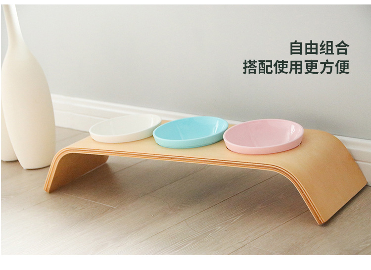 Pet Bowl Rack Cat Bowl Double Bowl Dining Table Curved Wood Craft Matching Ceramic Cat Ear Bowl Bevel Cat Bowl Pet Bowl Rack Cat Bowl Double Bowl Dining Table Curved Wood Craft Matching Ceramic Cat Ear Bowl Bevel Cat Bowl