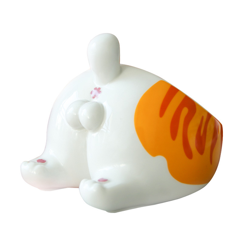South China Exhibition New Mini Egg Pet Bowl Ceramic Cat Bowl Grain Package Freeze-Dried Bevel Design Spine Protection