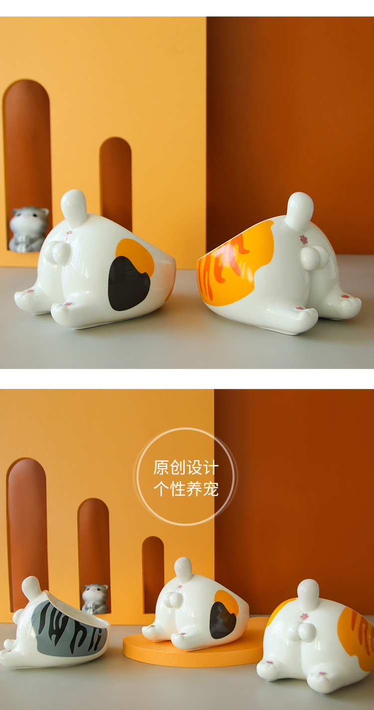 South China Exhibition New Mini Egg Pet Bowl Ceramic Cat Bowl Grain Package Freeze-Dried Bevel Design Spine Protection South China Exhibition New Mini Egg Pet Bowl Ceramic Cat Bowl Grain Package Freeze-Dried Bevel Design Spine Protection