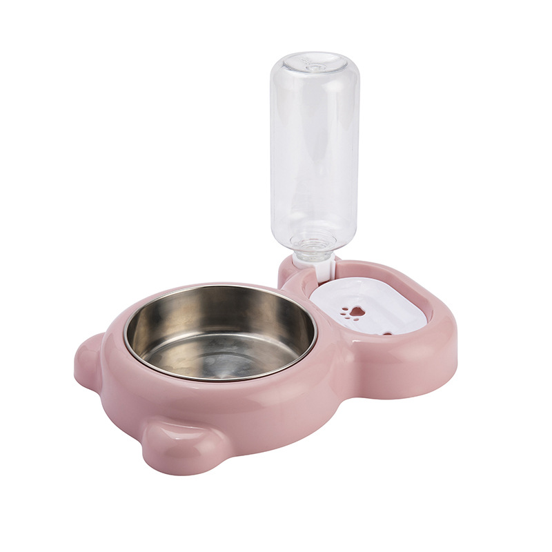 Pet Bowl Lesser Panda Bowl Pet Stainless Steel Dog Bowl Dog Double Bowl Automatic Feeding Water Fountain Factory Wholesale