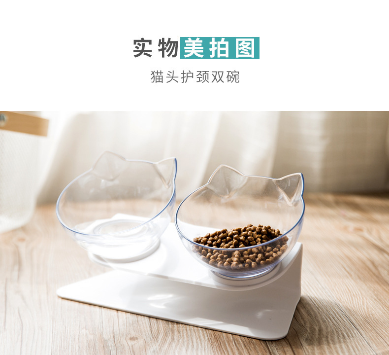 Cat Bowl Oblique Double Bowl Cervical Protection Cat Food Holder Cat Food Bowl Pet Dog Basin Dog Bowl Pet Bowl Automatic Drinking Water