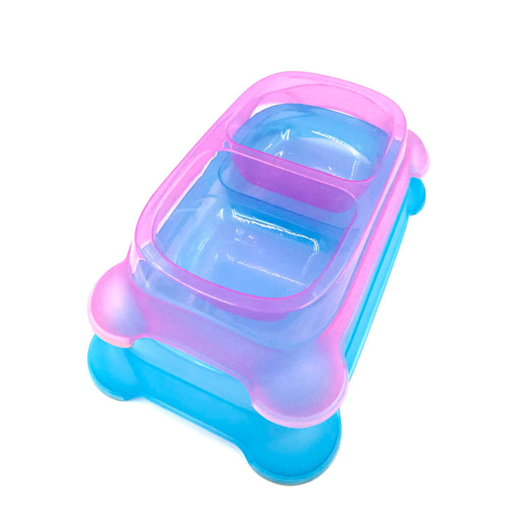 Spot Pet Bowl Plastic Double Bowl Transparent Square Foreign Trade Cross-Border Dog Cat Thickened Food Basin Spot Pet Bowl Plastic Double Bowl Transparent Square Foreign Trade Cross-Border Dog Cat Thickened Food Basin