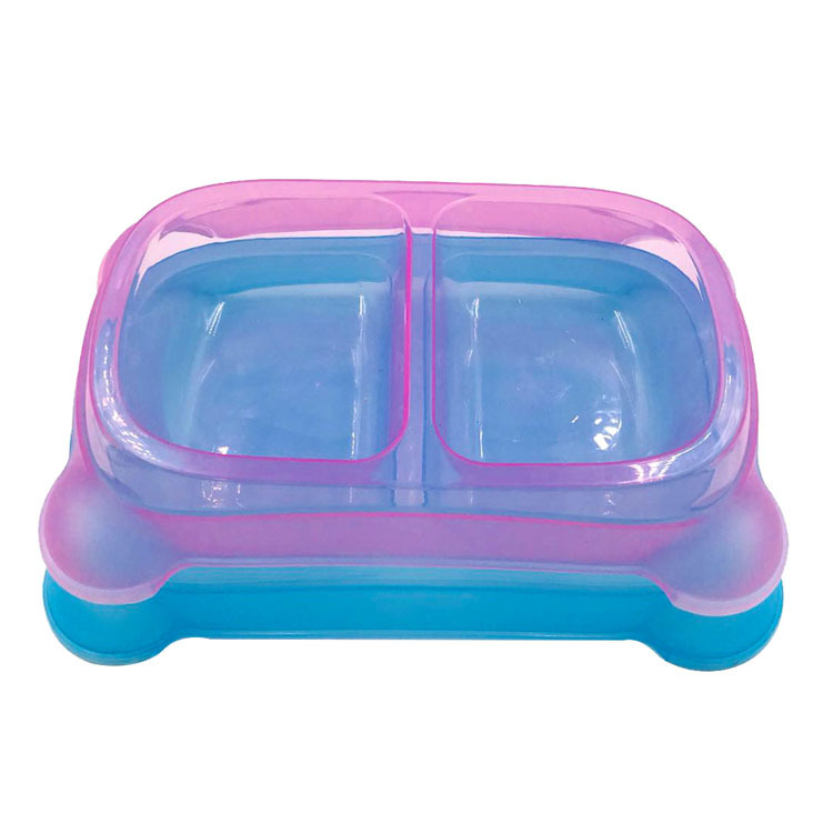 Spot Pet Bowl Plastic Double Bowl Transparent Square Foreign Trade Cross-Border Dog Cat Thickened Food Basin Spot Pet Bowl Plastic Double Bowl Transparent Square Foreign Trade Cross-Border Dog Cat Thickened Food Basin