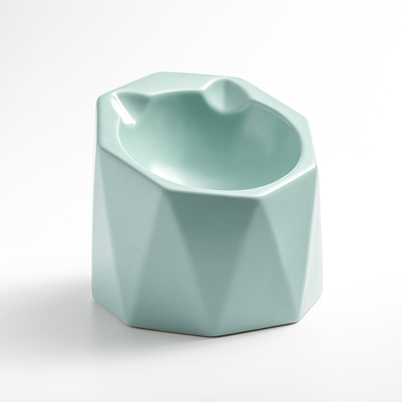 New Geometric Six-Side Exquisite Bowl Ceramic Pet Bowl Dogs and Cats Food and Drink Food Basin Factory Direct Sales