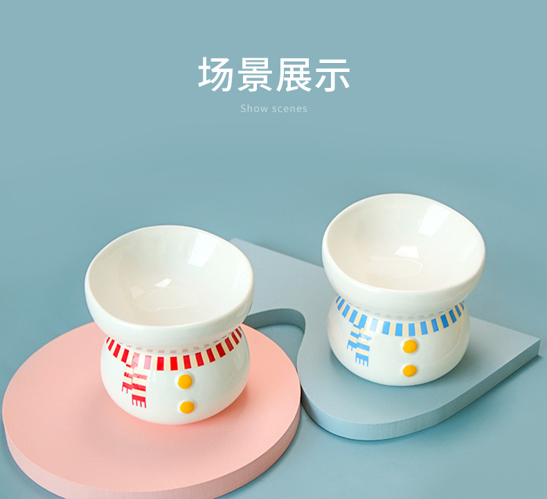 Xuebao High Foot Cat Bowl Cervical Protection Ceramic Cat Food Holder Anti-Tumble Black Chin Oblique Cat Water Bowl Pet Bowl Xuebao High Foot Cat Bowl Cervical Protection Ceramic Cat Food Holder Anti-Tumble Black Chin Oblique Cat Water Bowl Pet Bowl