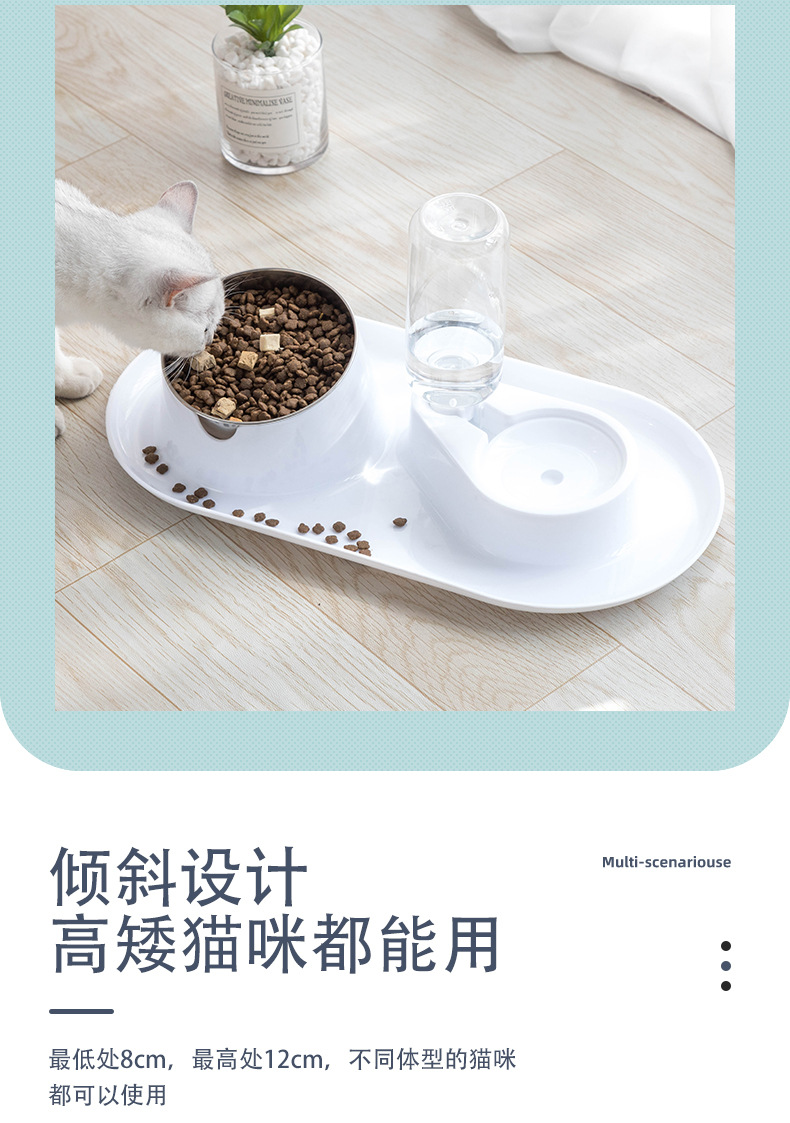 Anti-Splash Removable and Washable Stainless Steel Double Bowl Tilt Protection Cervical Spine Pet Bowl Cat Food Holder Dual-Use Dog Bowl Anti-Splash Removable and Washable Stainless Steel Double Bowl Tilt Protection Cervical Spine Pet Bowl Cat Food Holder Dual-Use Dog Bowl