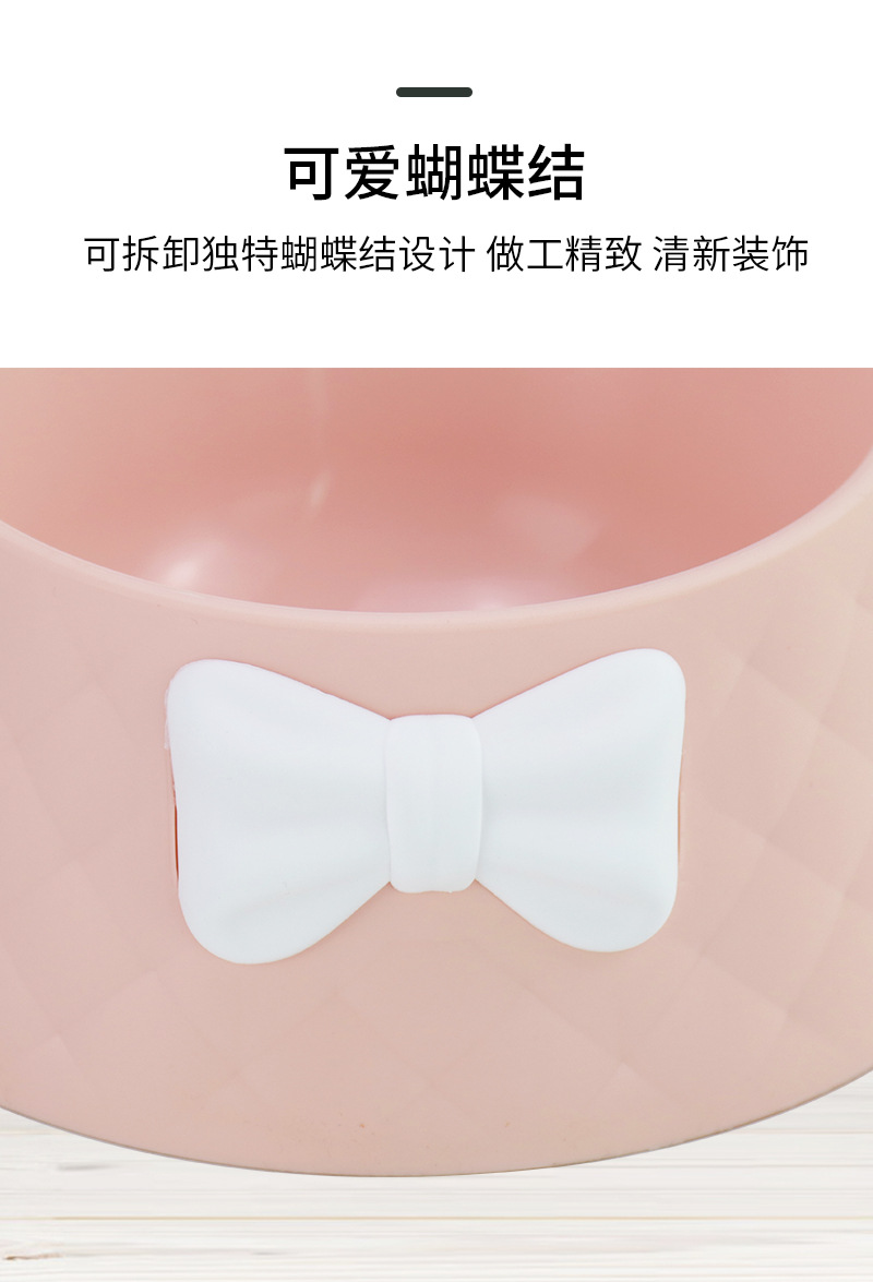 Pet Supplies Amazon New Bow round Cat Bowl Drinking Water Feeding Pet Bowl Drop-Resistant Durable Dog Bowl