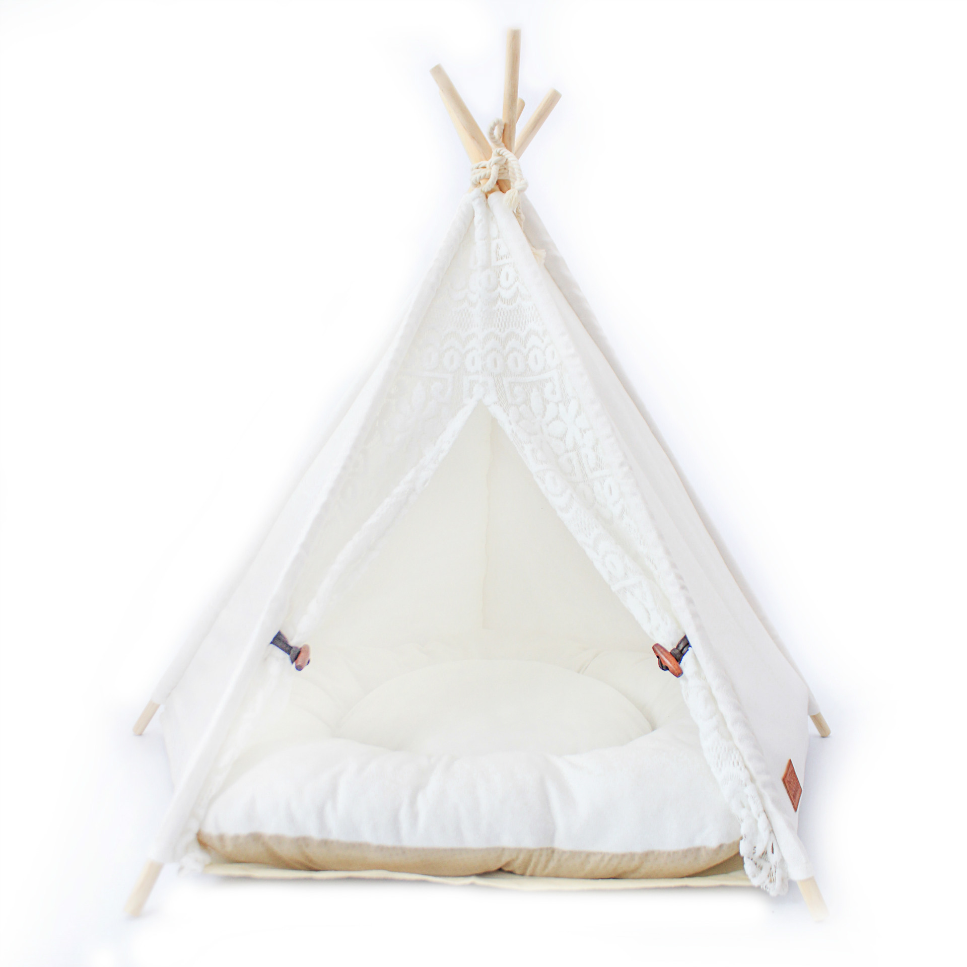 Small Turtledove Pet Tent Cat Kennel Removable and Washable Canvas Fabric Wooden Pet Nest Pet Pad Pet Supplies