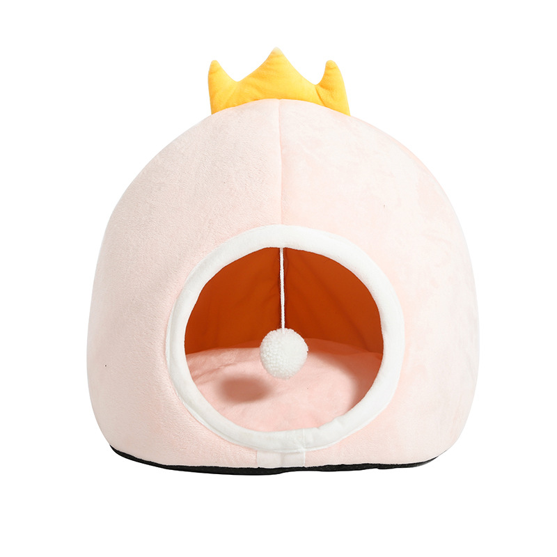 Winter Pet Cathouse Doghouse Plush Cartoon Kennel Warm Stain-Resistant Semi-Closed Pet Nest Pet Supplies