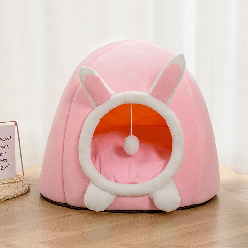 Winter Pet Cathouse Doghouse Plush Cartoon Kennel Warm Stain-Resistant Semi-Closed Pet Nest Pet Supplies Winter Pet Cathouse Doghouse Plush Cartoon Kennel Warm Stain-Resistant Semi-Closed Pet Nest Pet Supplies