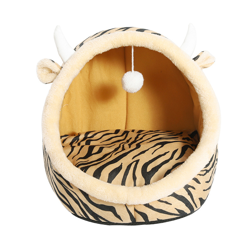 Winter Pet Cathouse Doghouse Plush Cartoon Kennel Warm Stain-Resistant Semi-Closed Pet Nest Pet Supplies Winter Pet Cathouse Doghouse Plush Cartoon Kennel Warm Stain-Resistant Semi-Closed Pet Nest Pet Supplies