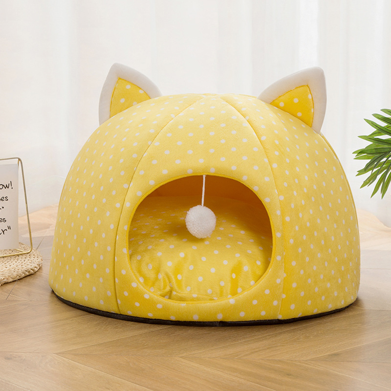 Winter Pet Cathouse Doghouse Plush Cartoon Kennel Warm Stain-Resistant Semi-Closed Pet Nest Pet Supplies Winter Pet Cathouse Doghouse Plush Cartoon Kennel Warm Stain-Resistant Semi-Closed Pet Nest Pet Supplies