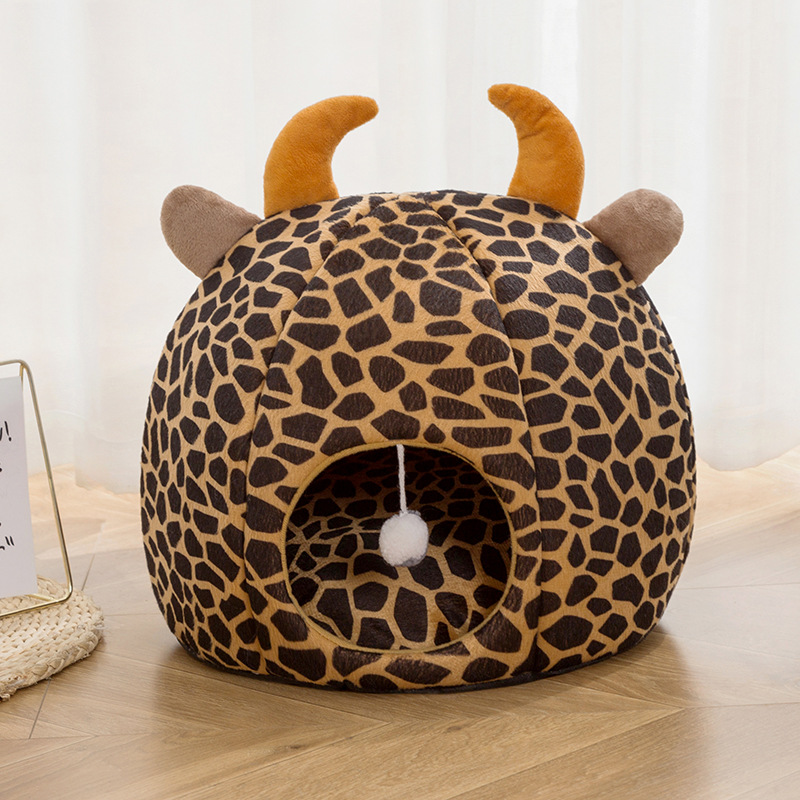 Winter Pet Cathouse Doghouse Plush Cartoon Kennel Warm Stain-Resistant Semi-Closed Pet Nest Pet Supplies Winter Pet Cathouse Doghouse Plush Cartoon Kennel Warm Stain-Resistant Semi-Closed Pet Nest Pet Supplies