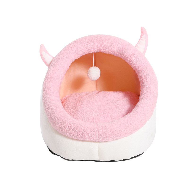 Winter Pet Cathouse Doghouse Plush Cartoon Kennel Warm Stain-Resistant Semi-Closed Pet Nest Pet Supplies Winter Pet Cathouse Doghouse Plush Cartoon Kennel Warm Stain-Resistant Semi-Closed Pet Nest Pet Supplies