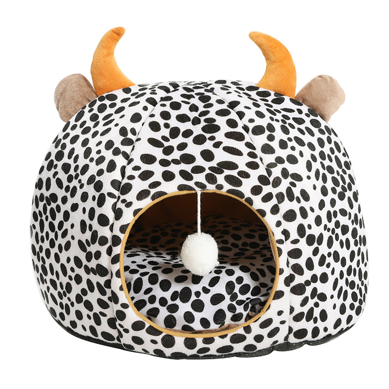 Winter Pet Cathouse Doghouse Plush Cartoon Kennel Warm Stain-Resistant Semi-Closed Pet Nest Pet Supplies Winter Pet Cathouse Doghouse Plush Cartoon Kennel Warm Stain-Resistant Semi-Closed Pet Nest Pet Supplies