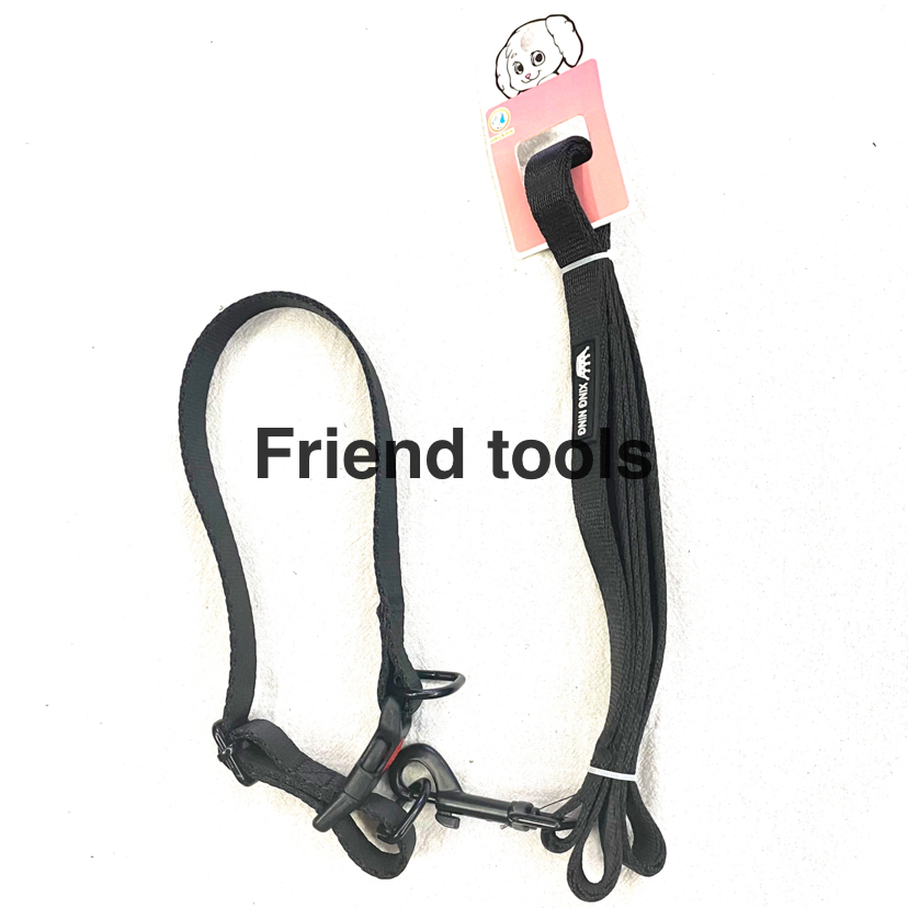 Pet Chain Nylon Flat Rope Collar Traction Belt Black Brown