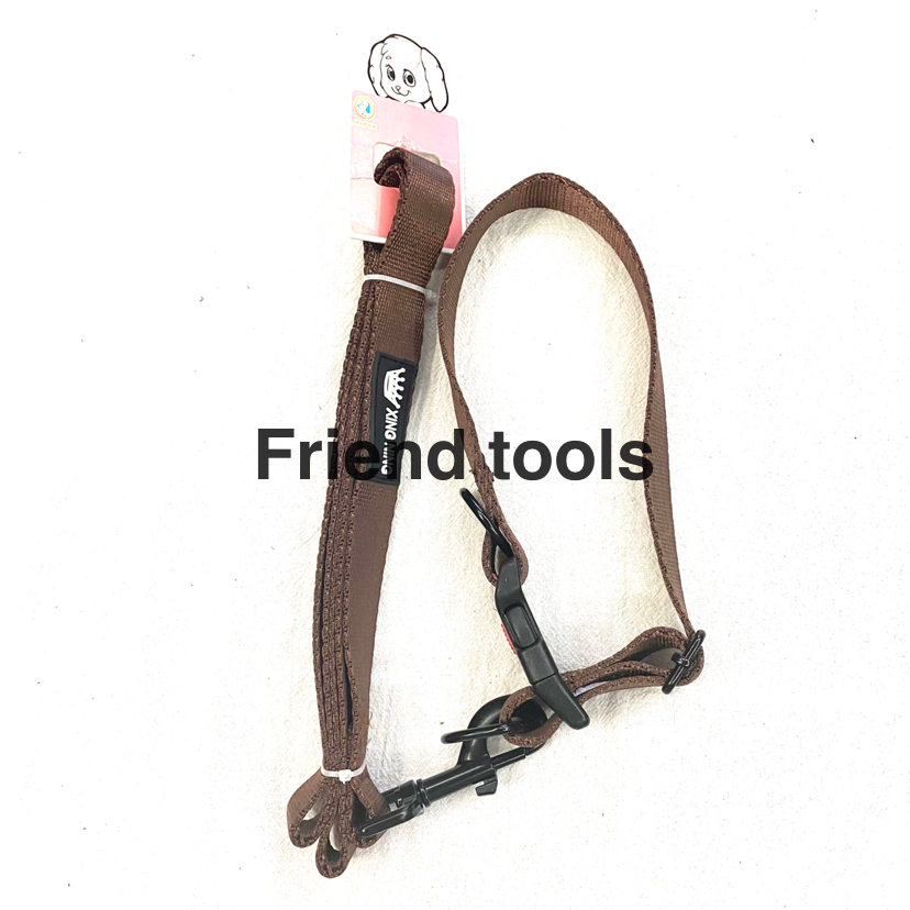Pet Chain Nylon Flat Rope Collar Traction Belt Black Brown