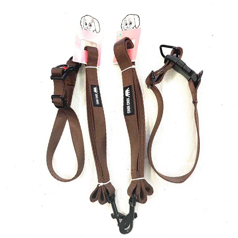 Pet Chain Nylon Flat Rope Collar Traction Belt Black Brown Pet Chain Nylon Flat Rope Collar Traction Belt Black Brown