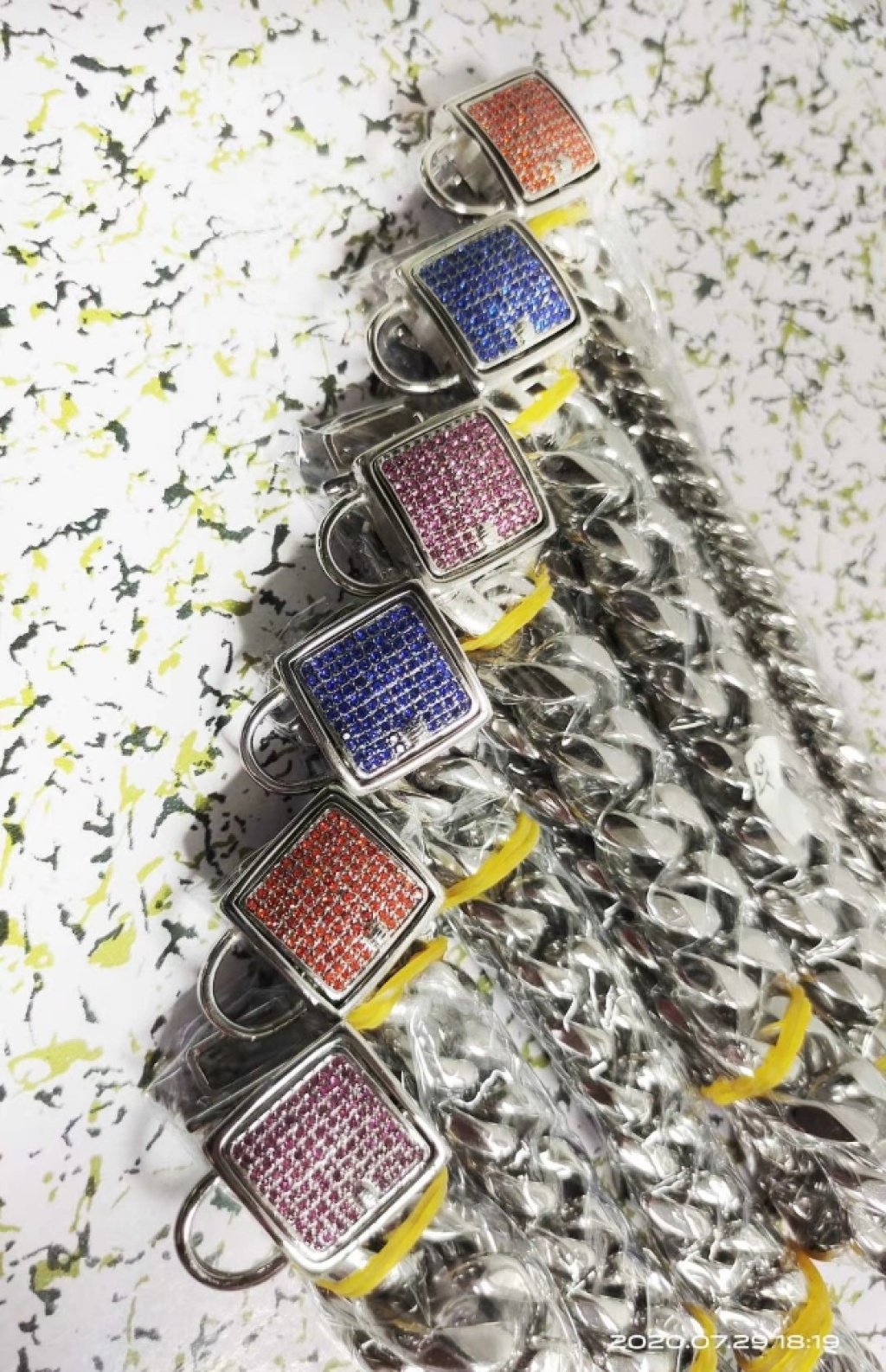 Titanium Steel Pet Chain Stainless Steel Inlaid Small Dog Leash a Bulldog Necklace Titanium Steel Pet Chain Stainless Steel Inlaid Small Dog Leash a Bulldog Necklace