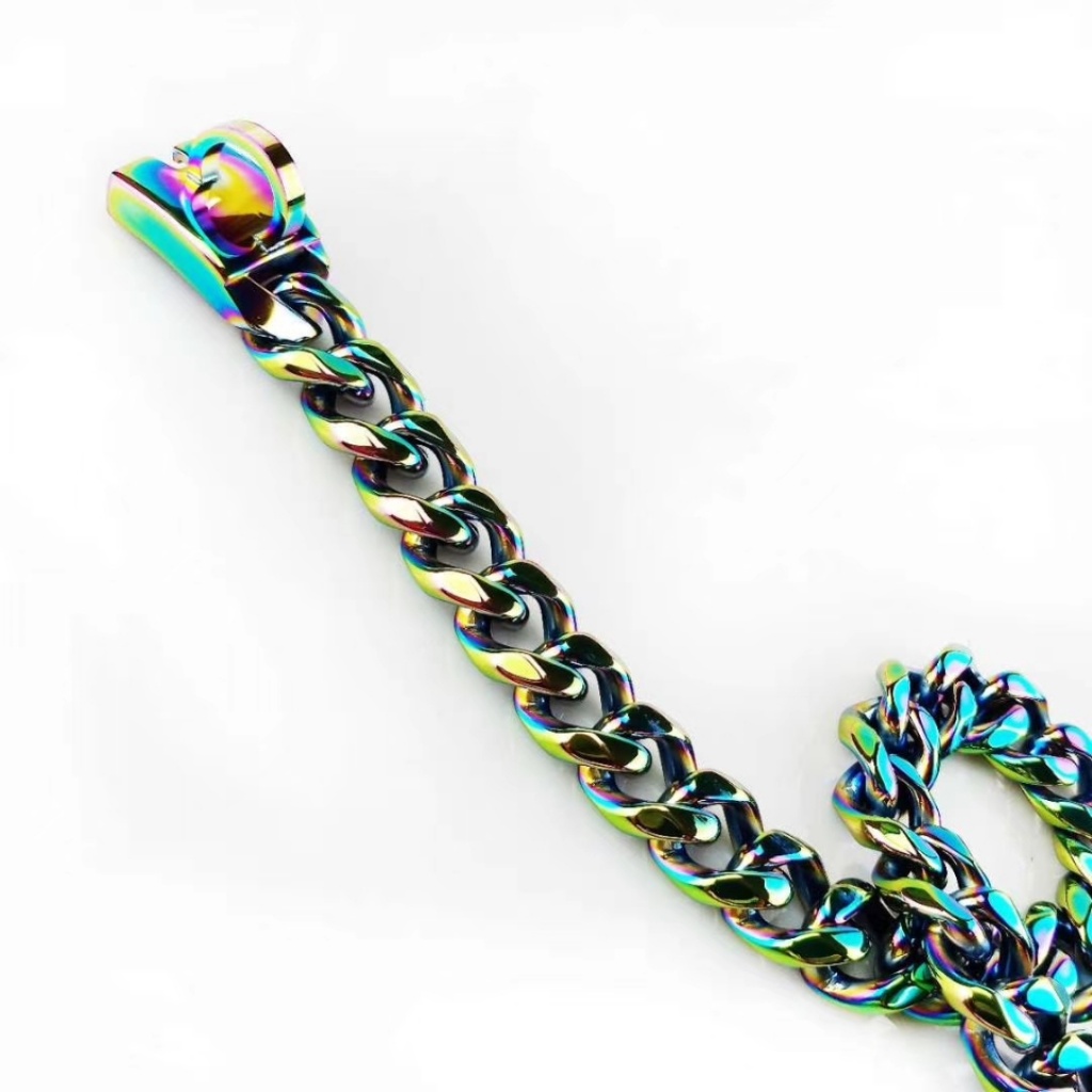 Titanium Steel Pet Chain Stainless Steel Inlaid Small Dog Leash a Bulldog Necklace Titanium Steel Pet Chain Stainless Steel Inlaid Small Dog Leash a Bulldog Necklace
