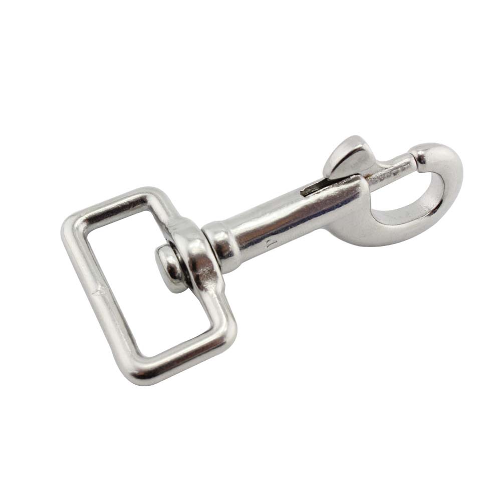 Amazon Hot Selling Stainless Steel Square Ring Single Head Hook Dog Chain Head Ribbon Spring Hook Pet Chain Hook