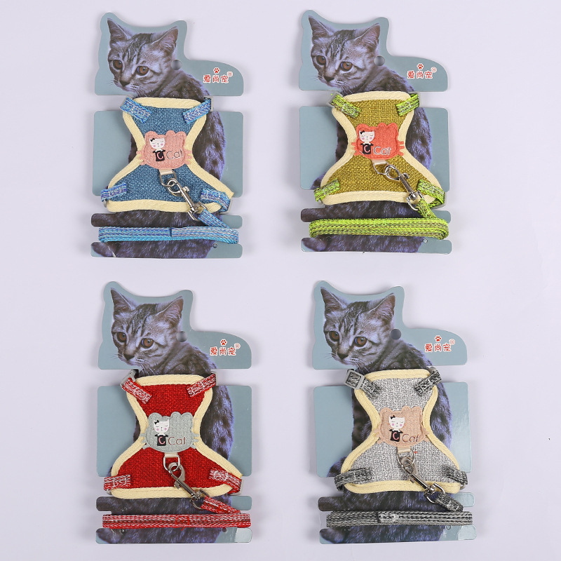 Cross-Border Hot Selling Cartoon Cotton Cloth Cat Pulling Rope Breathable Anti Breaking Loose Cat Rope Vest Style Chest Strap Pet Rope Cross-Border Hot Selling Cartoon Cotton Cloth Cat Pulling Rope Breathable Anti Breaking Loose Cat Rope Vest Style Chest Strap Pet Rope