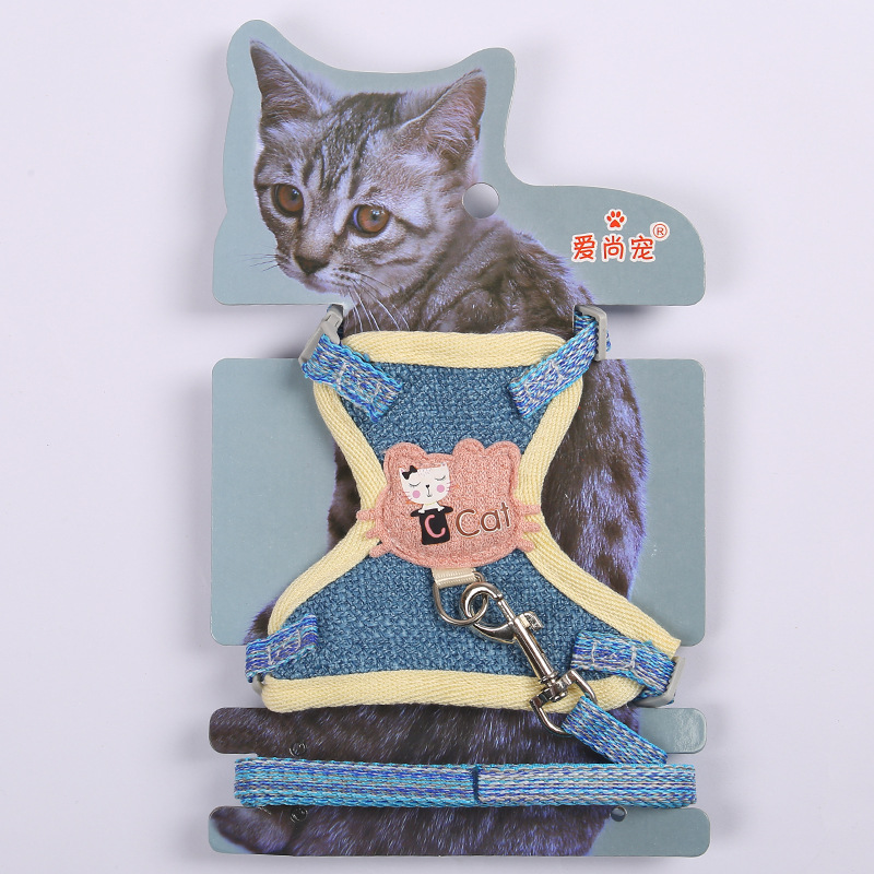 Cross-Border Hot Selling Cartoon Cotton Cloth Cat Pulling Rope Breathable Anti Breaking Loose Cat Rope Vest Style Chest Strap Pet Rope Cross-Border Hot Selling Cartoon Cotton Cloth Cat Pulling Rope Breathable Anti Breaking Loose Cat Rope Vest Style Chest Strap Pet Rope