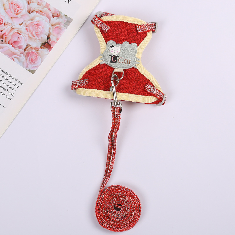 Cross-Border Hot Selling Cartoon Cotton Cloth Cat Pulling Rope Breathable Anti Breaking Loose Cat Rope Vest Style Chest Strap Pet Rope Cross-Border Hot Selling Cartoon Cotton Cloth Cat Pulling Rope Breathable Anti Breaking Loose Cat Rope Vest Style Chest Strap Pet Rope