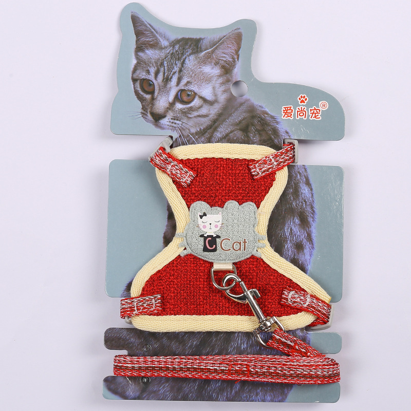 Cross-Border Hot Selling Cartoon Cotton Cloth Cat Pulling Rope Breathable Anti Breaking Loose Cat Rope Vest Style Chest Strap Pet Rope Cross-Border Hot Selling Cartoon Cotton Cloth Cat Pulling Rope Breathable Anti Breaking Loose Cat Rope Vest Style Chest Strap Pet Rope