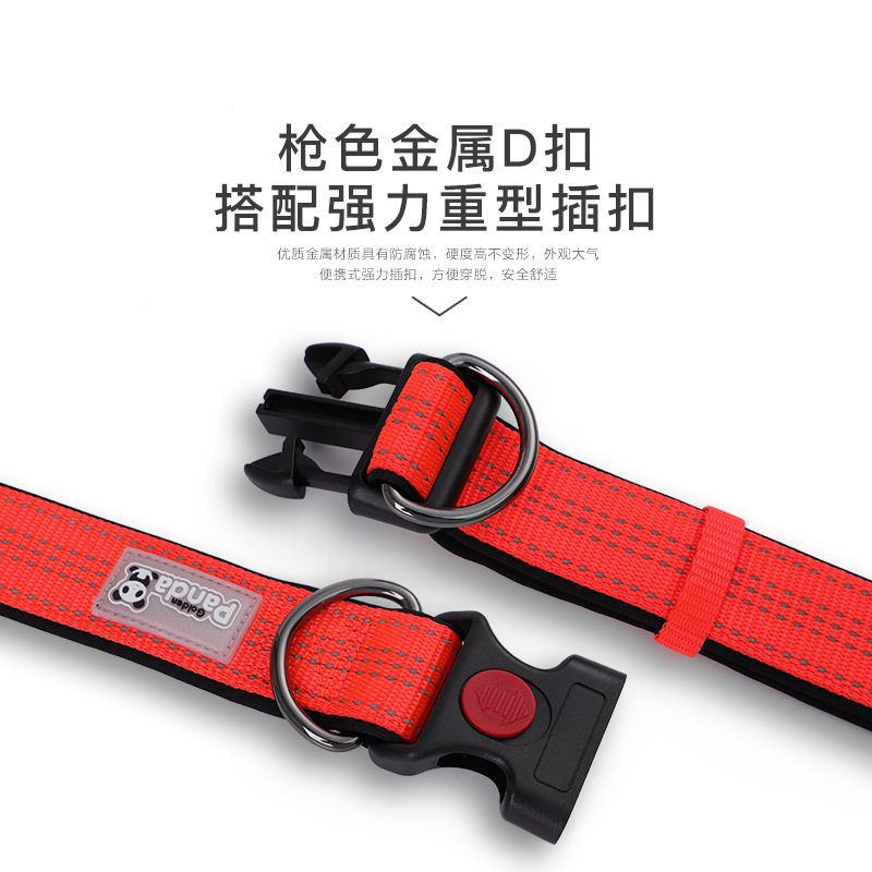 Factory Direct Sales Hot Sale Luminous Reflective Hand Holding Rope Nylon Bandana Double D Buckle Adjustable Dog Collar Pet Rope Wholesale
