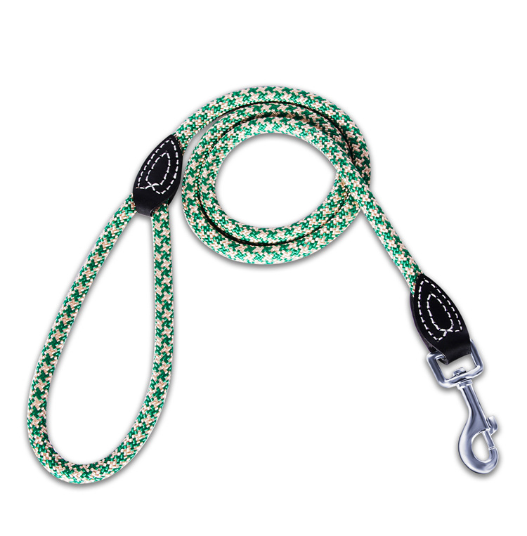 Factory direct leather, imported dog towing rope, imitation nylon dog rope, round dog chain medium large pet rope