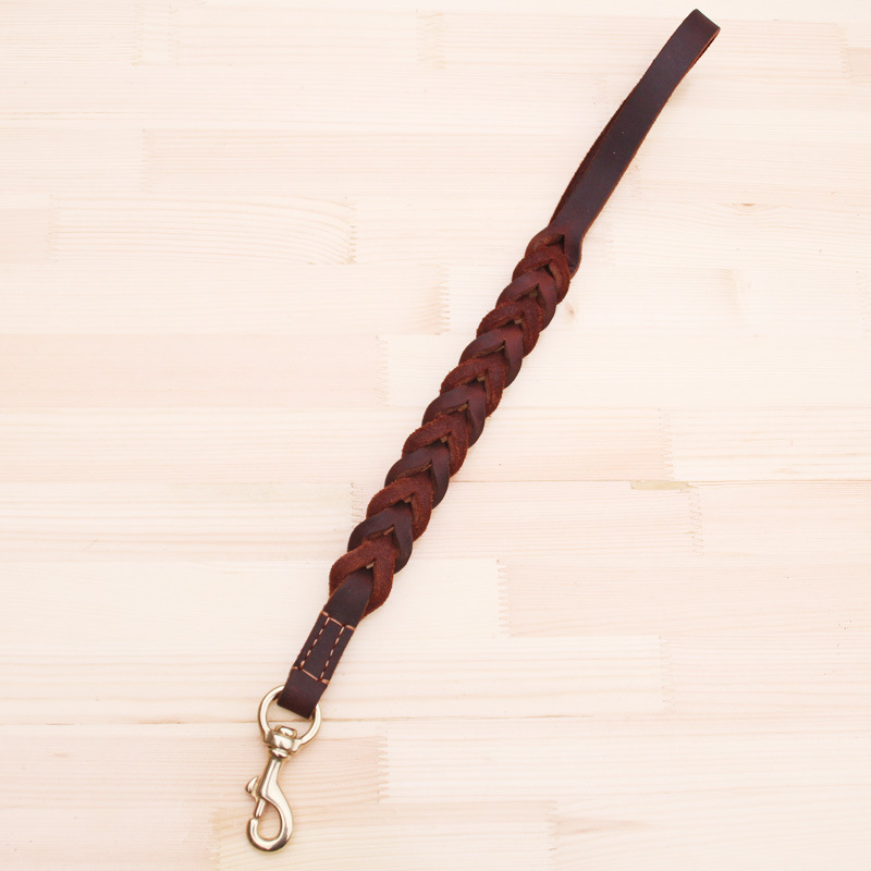 Leather Pulling Rope Cowhide Dog Chain Pet Rope Cowhide Short Step Pull Traction Belt Pull Peels Top Layer Leather