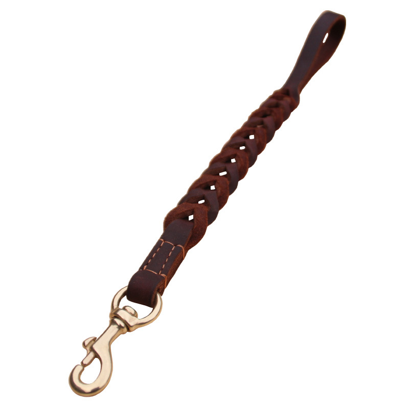 Leather Pulling Rope Cowhide Dog Chain Pet Rope Cowhide Short Step Pull Traction Belt Pull Peels Top Layer Leather