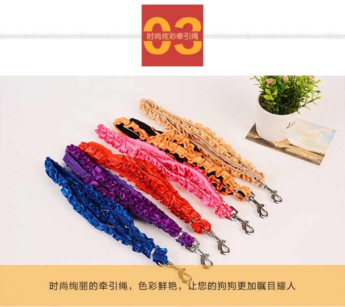 Manufacturer wholesaling pet rope satin cute small and small dogs pulling rope teddy bomei dog suit chest strap.