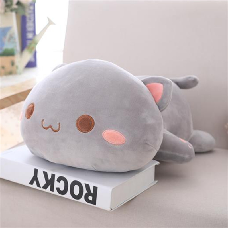Express it in grey cat white cat plush toy doll, cartoon pet cat cuddle pillow sleeping baby cuddle wholesale