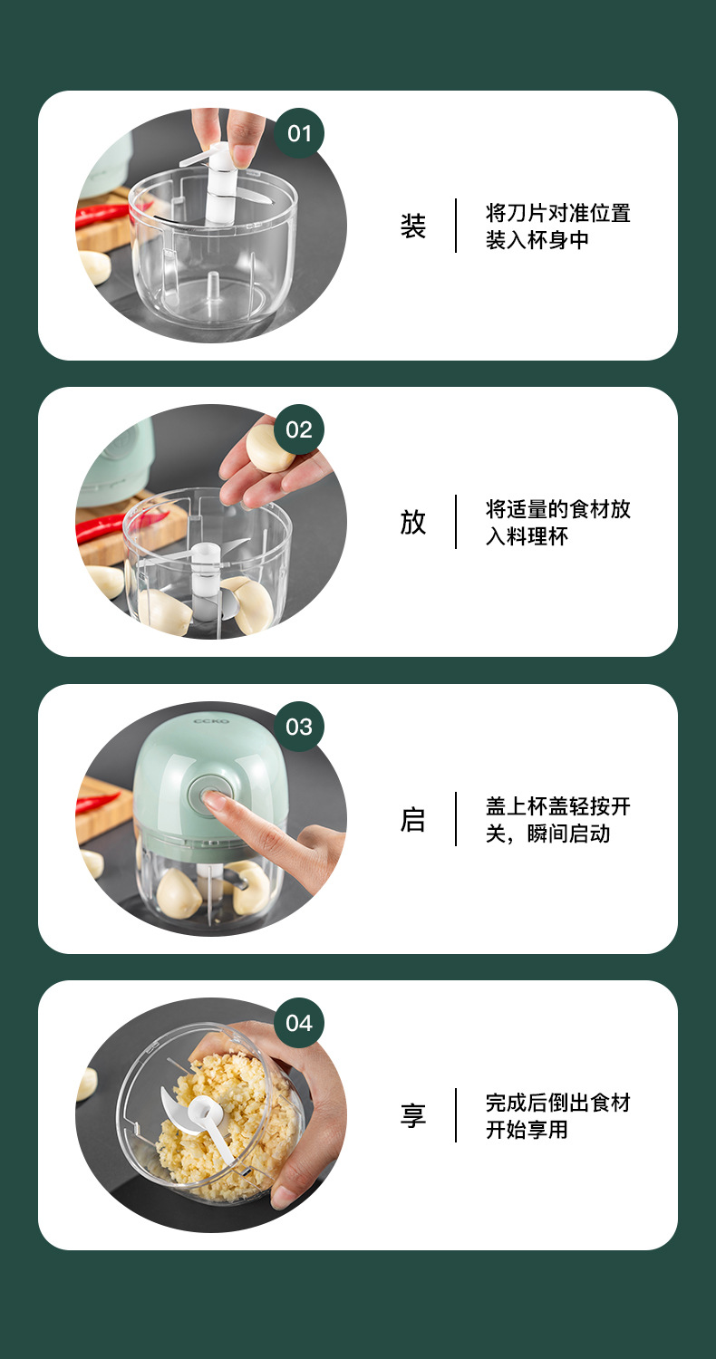 Garlic Grinder Mash Mashed Garlic Crusher Triturator Grate Garlic Garlic Press Minced Garlic Paper Shredder Electric Household Meat Grinder