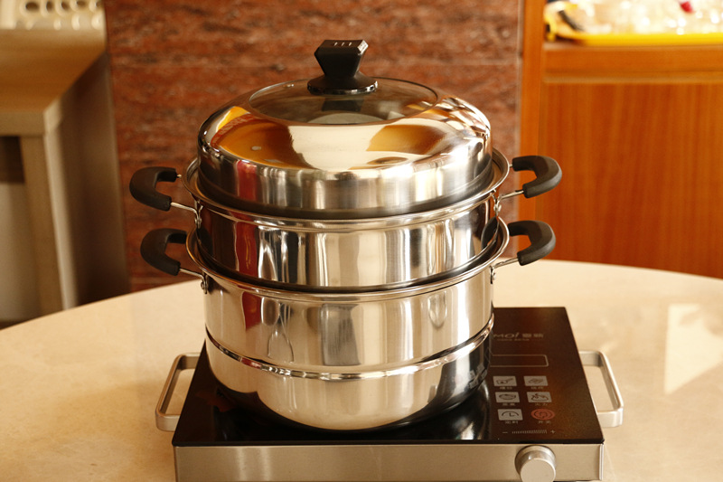Steel Steamer Single Grate Double Grate DoubleLayer TwoLayer ThreeLayer Soup Pot Thickened Single Bottom Double Bottom