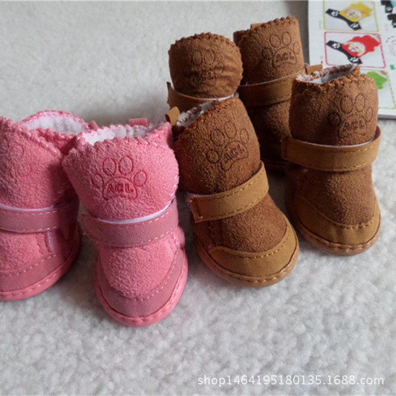 Factory Direct Sales Wholesale Dog Shoes Snow Boots Bichon Pet Dog Cat Chihuahua Lambswool Dog Cotton Shoes Pet Shoes