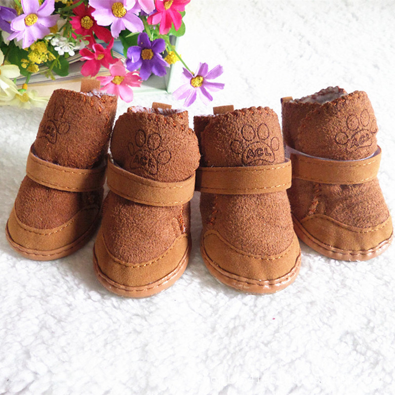 Factory Direct Sales Wholesale Dog Shoes Snow Boots Bichon Pet Dog Cat Chihuahua Lambswool Dog Cotton Shoes Pet Shoes