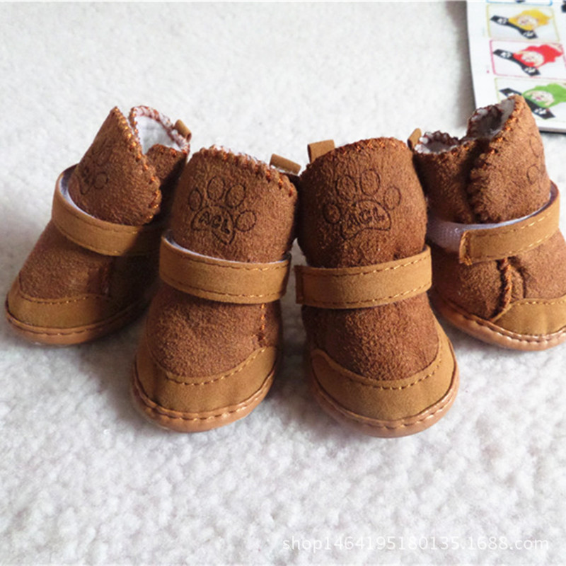 Factory Direct Sales Wholesale Dog Shoes Snow Boots Bichon Pet Dog Cat Chihuahua Lambswool Dog Cotton Shoes Pet Shoes