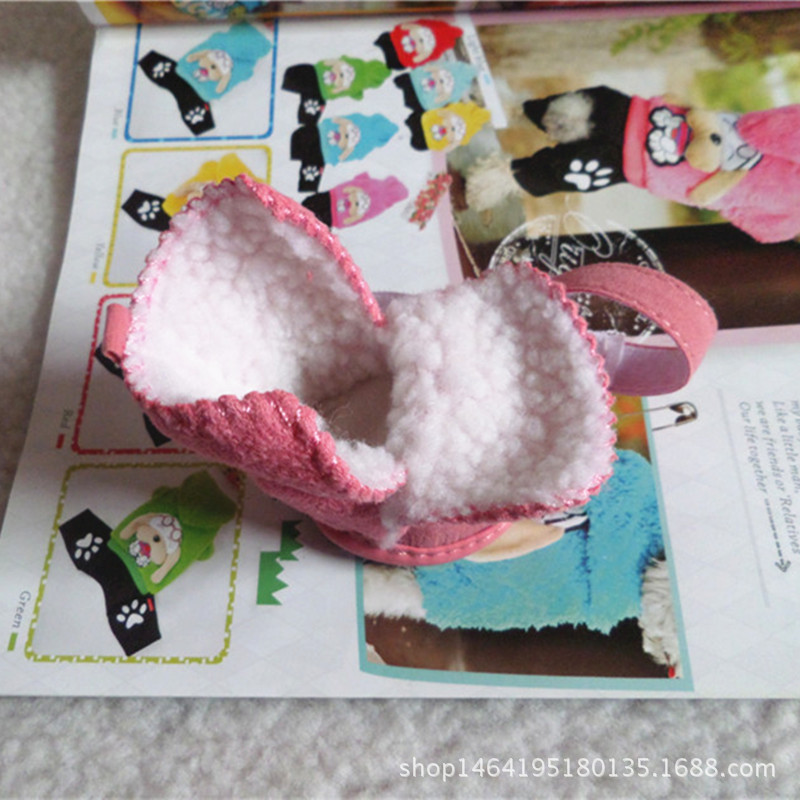 Factory Direct Sales Wholesale Dog Shoes Snow Boots Bichon Pet Dog Cat Chihuahua Lambswool Dog Cotton Shoes Pet Shoes
