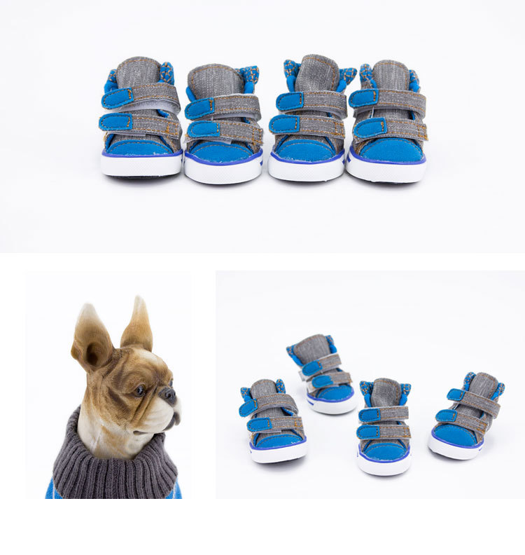 Lanboer blue Boer pet shoes new sports skid resistant canvas shoes small and medium sized dog shoes