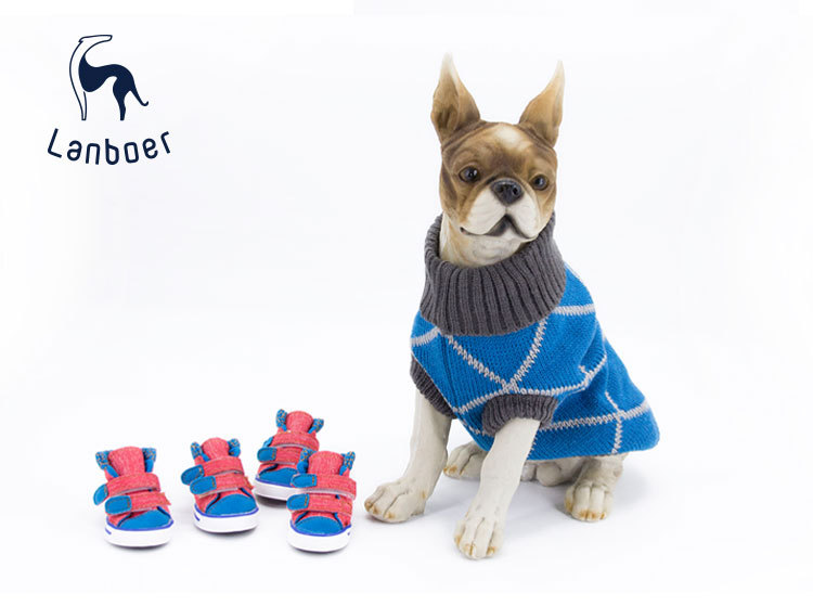 Lanboer blue Boer pet shoes new sports skid resistant canvas shoes small and medium sized dog shoes