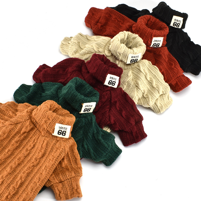 Hot Pet Turtleneck Knitting Sweater Threedimensional Embroidery Collar Cat and Dog Sweater Dog Clothes Autumn and Winter
