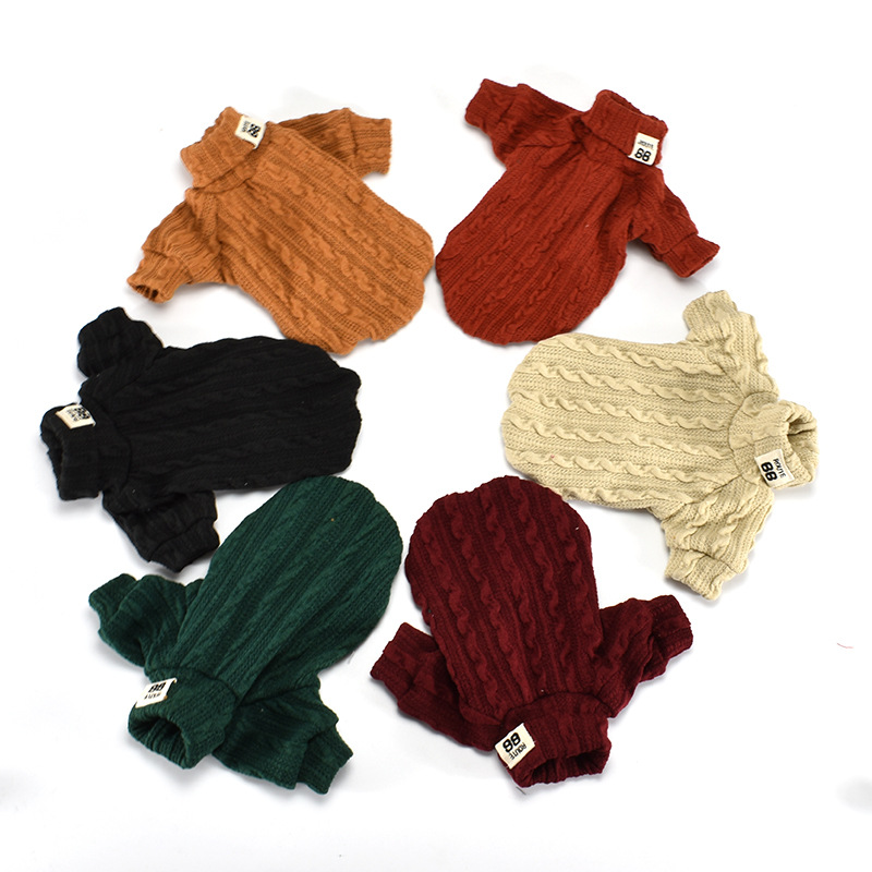 Hot Pet Turtleneck Knitting Sweater Threedimensional Embroidery Collar Cat and Dog Sweater Dog Clothes Autumn and Winter