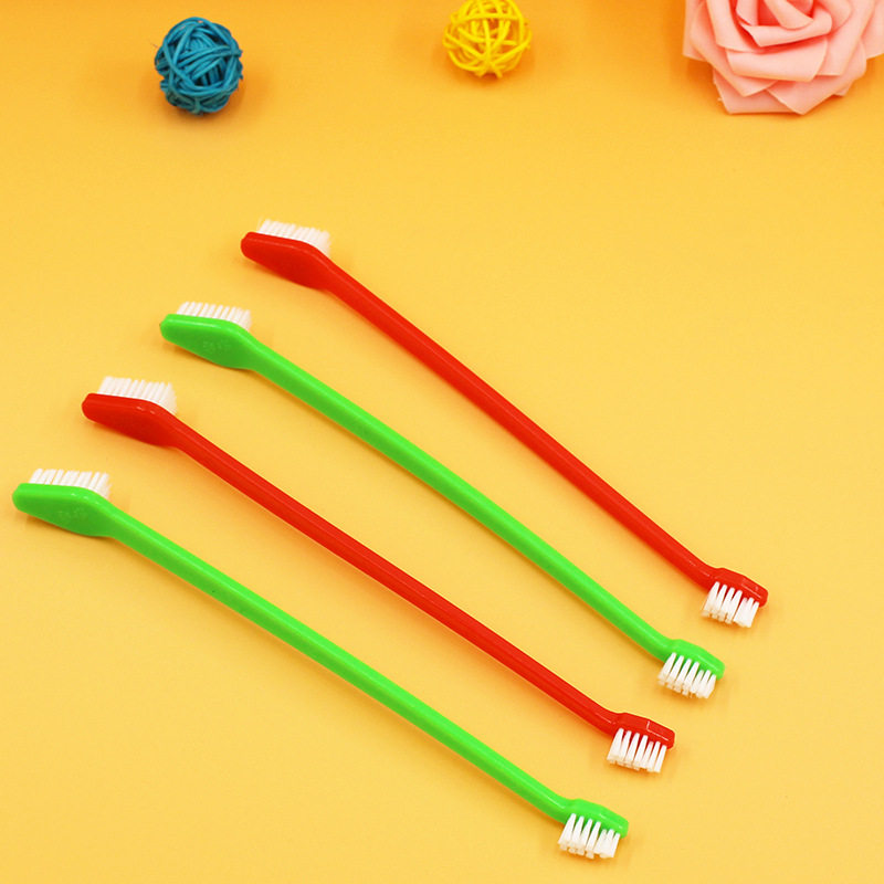 Pet Toothbrush Three-Piece Set Dogs and Cats Double-Headed Brush Finger Stall Brush Pet Cleaning Teeth Grinding Toothbrush Dog Toothbrush