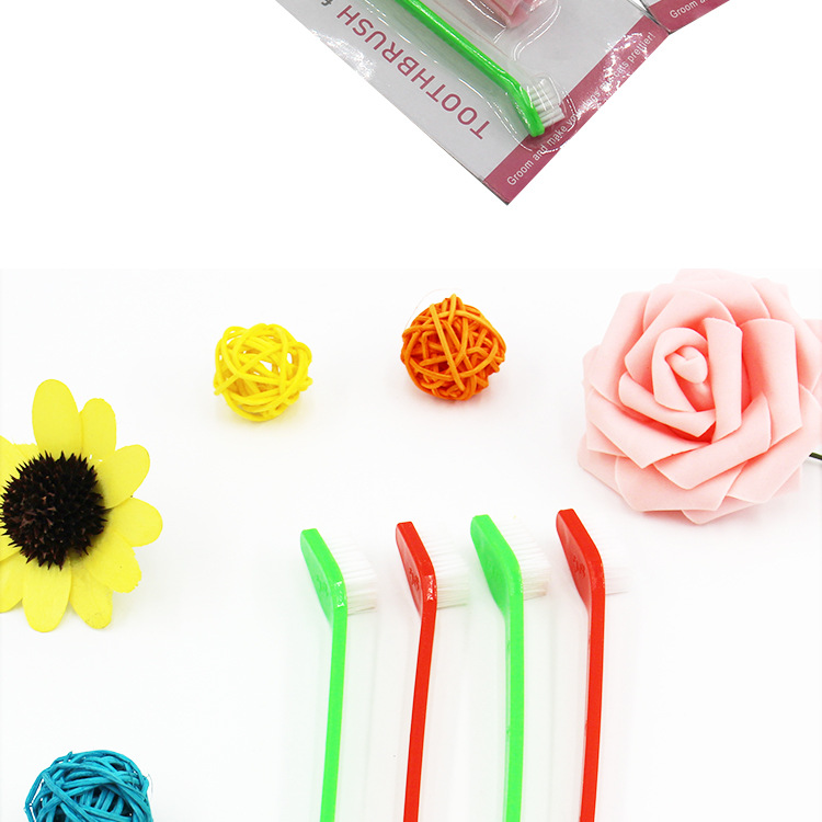 Pet Toothbrush Three-Piece Set Dogs and Cats Double-Headed Brush Finger Stall Brush Pet Cleaning Teeth Grinding Toothbrush Dog Toothbrush