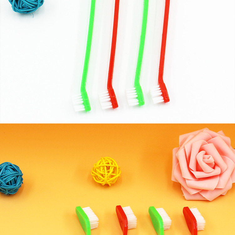 Pet Toothbrush Three-Piece Set Dogs and Cats Double-Headed Brush Finger Stall Brush Pet Cleaning Teeth Grinding Toothbrush Dog Toothbrush