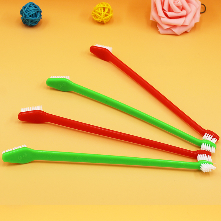 Pet Toothbrush Three-Piece Set Dogs and Cats Double-Headed Brush Finger Stall Brush Pet Cleaning Teeth Grinding Toothbrush Dog Toothbrush